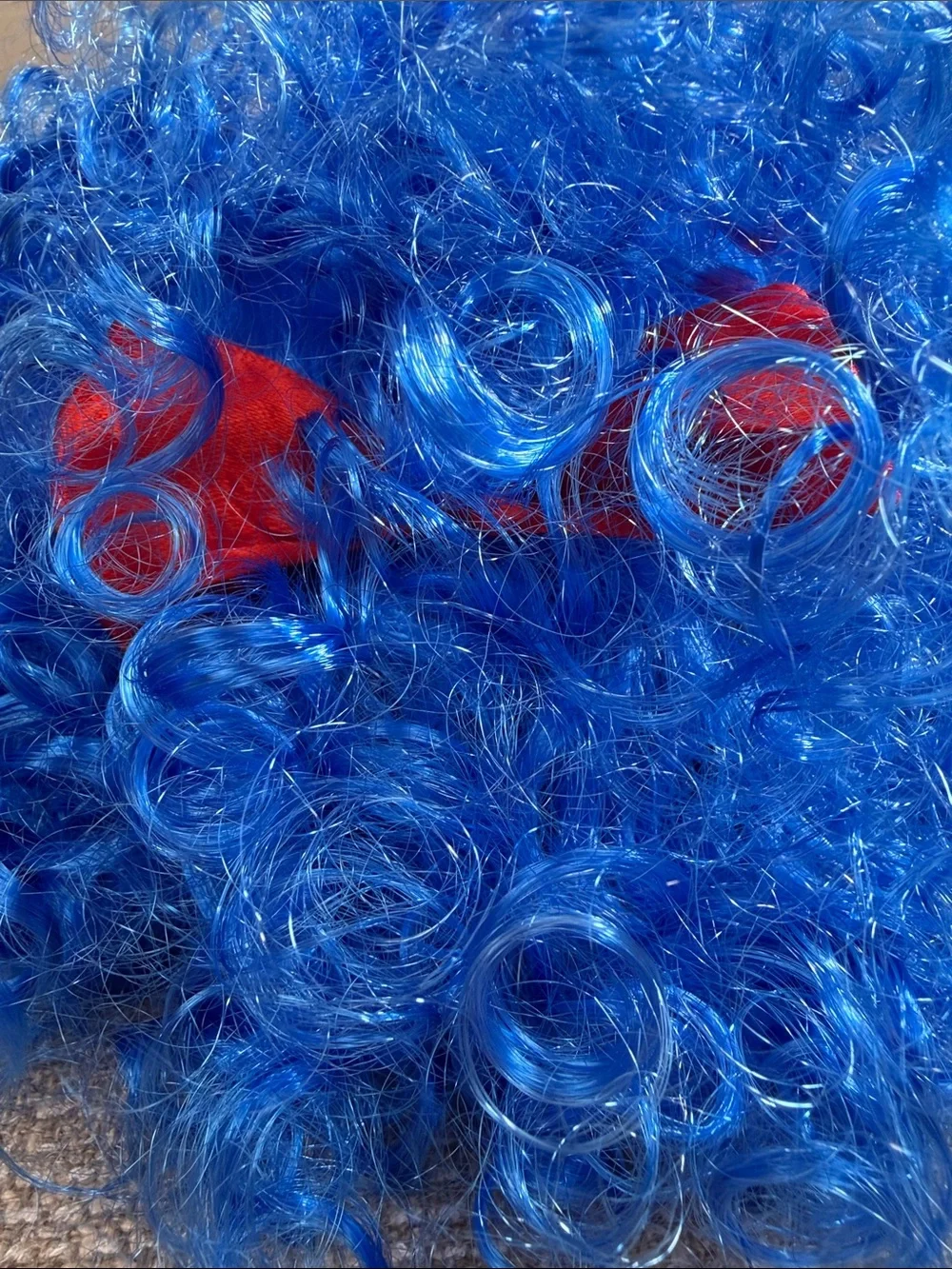 Bright Royal Blue Curly hair wigs for thing one and thing two dr. Seuss
